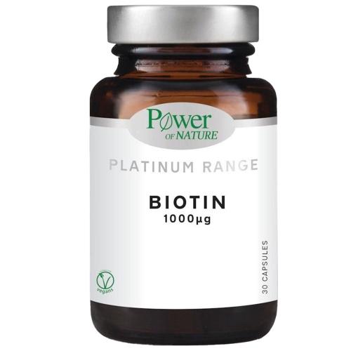 Power of Nature Platinum Range Biotin 1000μg Συμπλήρωμα Διατροφής για την Καλή Υγεία των Μαλλιών & του Δέρματος 30veg.caps
